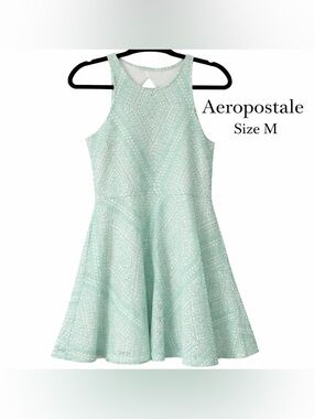 Aeropostale Mint Green Skater Dress Open Back Geometric Size M